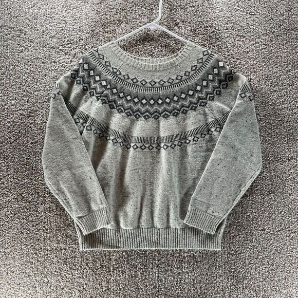 Weatherproof Vintage Sweater Mens Large Grey Long Sleeve Knit Dimond Pattern - Picture 1 of 11